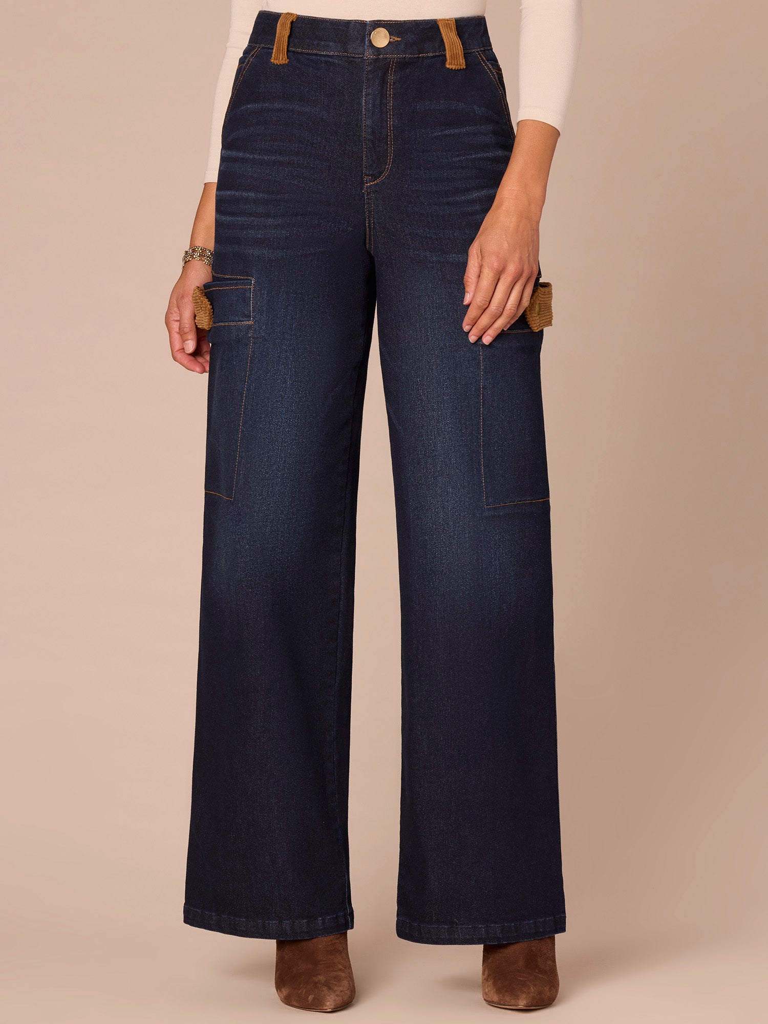 Absolution® Skyrise Corduroy Contrast Drop In Pocket Wide Leg Jeans