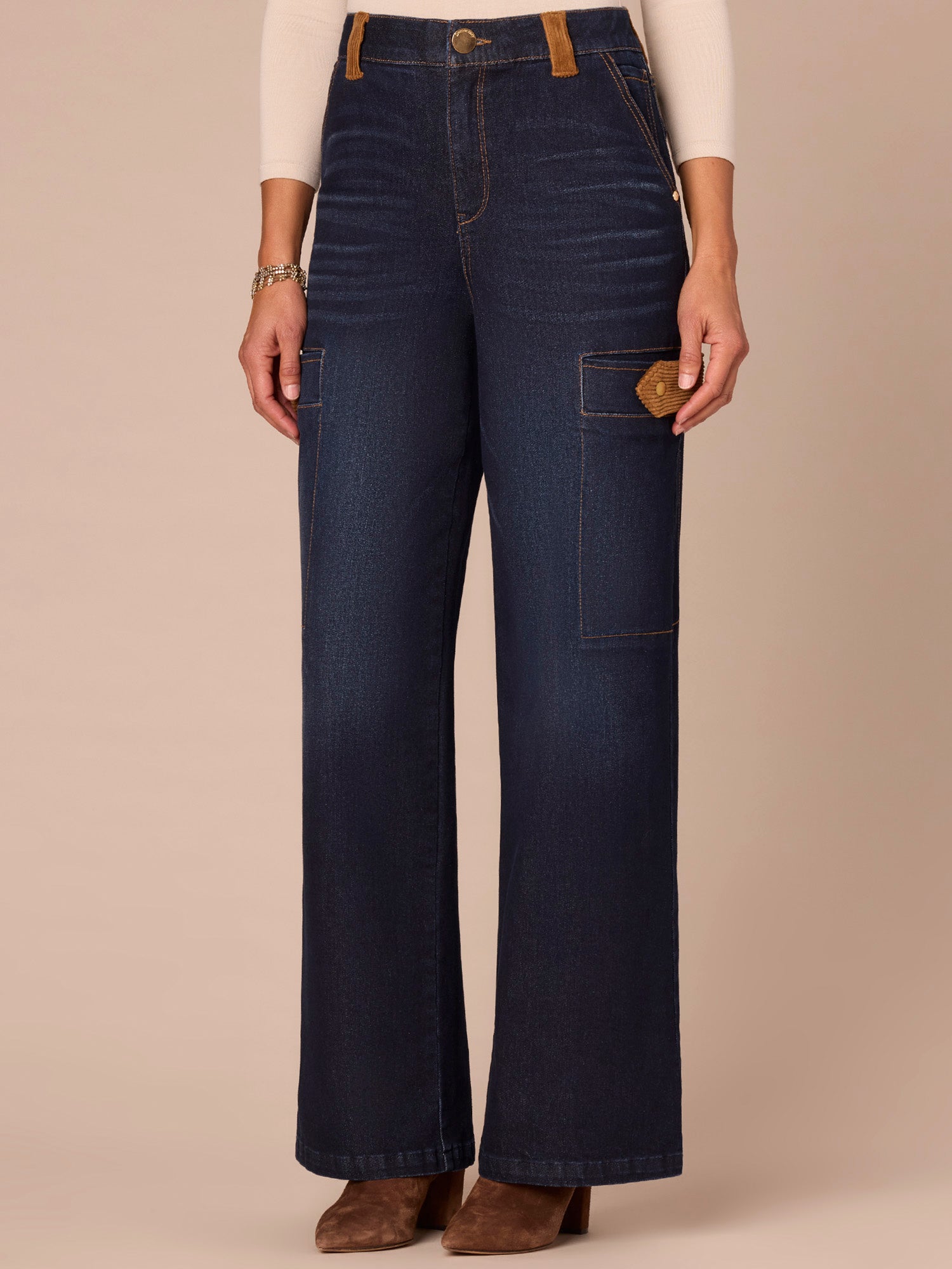Absolution® Skyrise Corduroy Contrast Drop In Pocket Wide Leg Jeans - Image 2