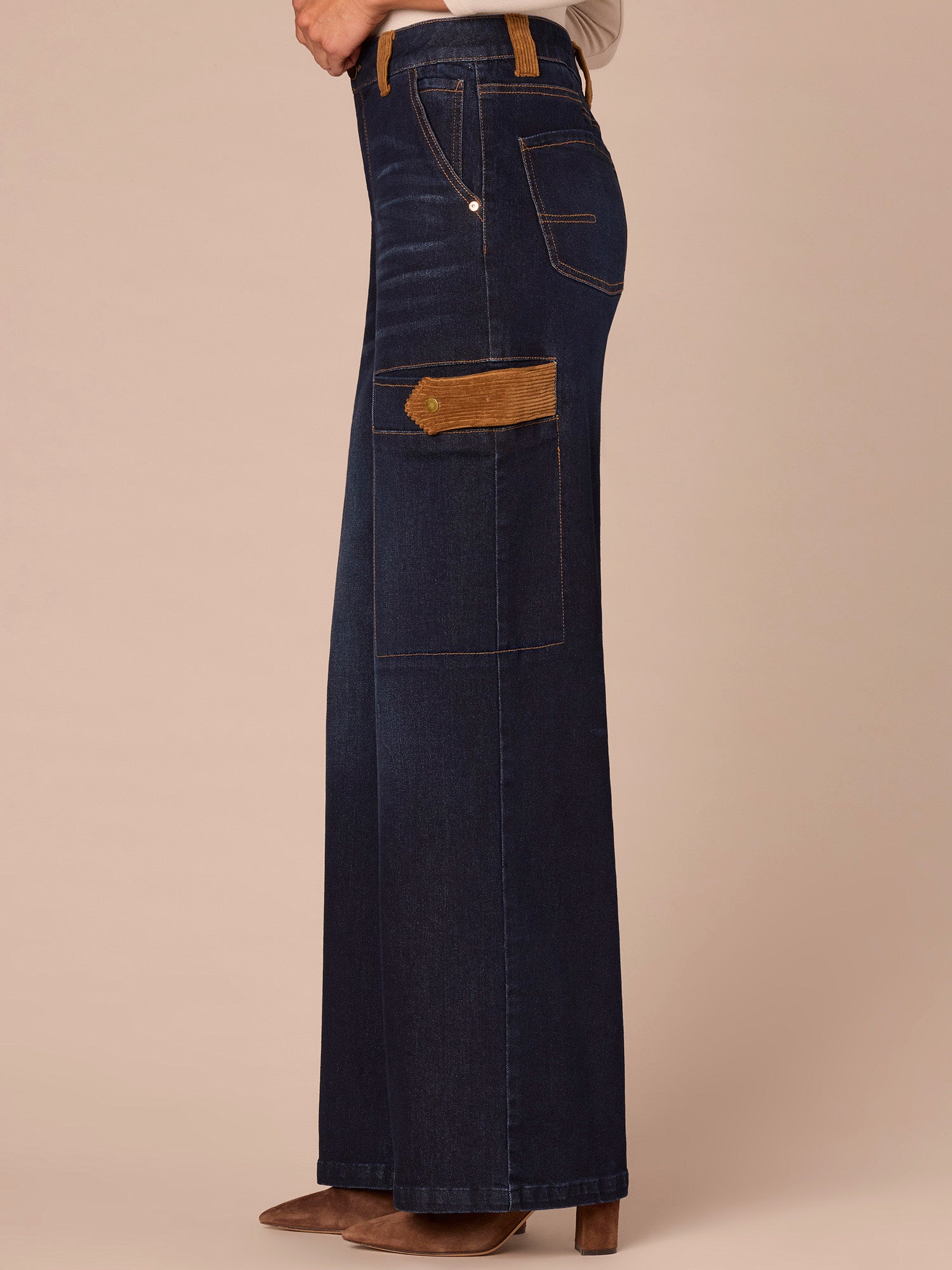 Absolution® Skyrise Corduroy Contrast Drop In Pocket Wide Leg Jeans - Image 3