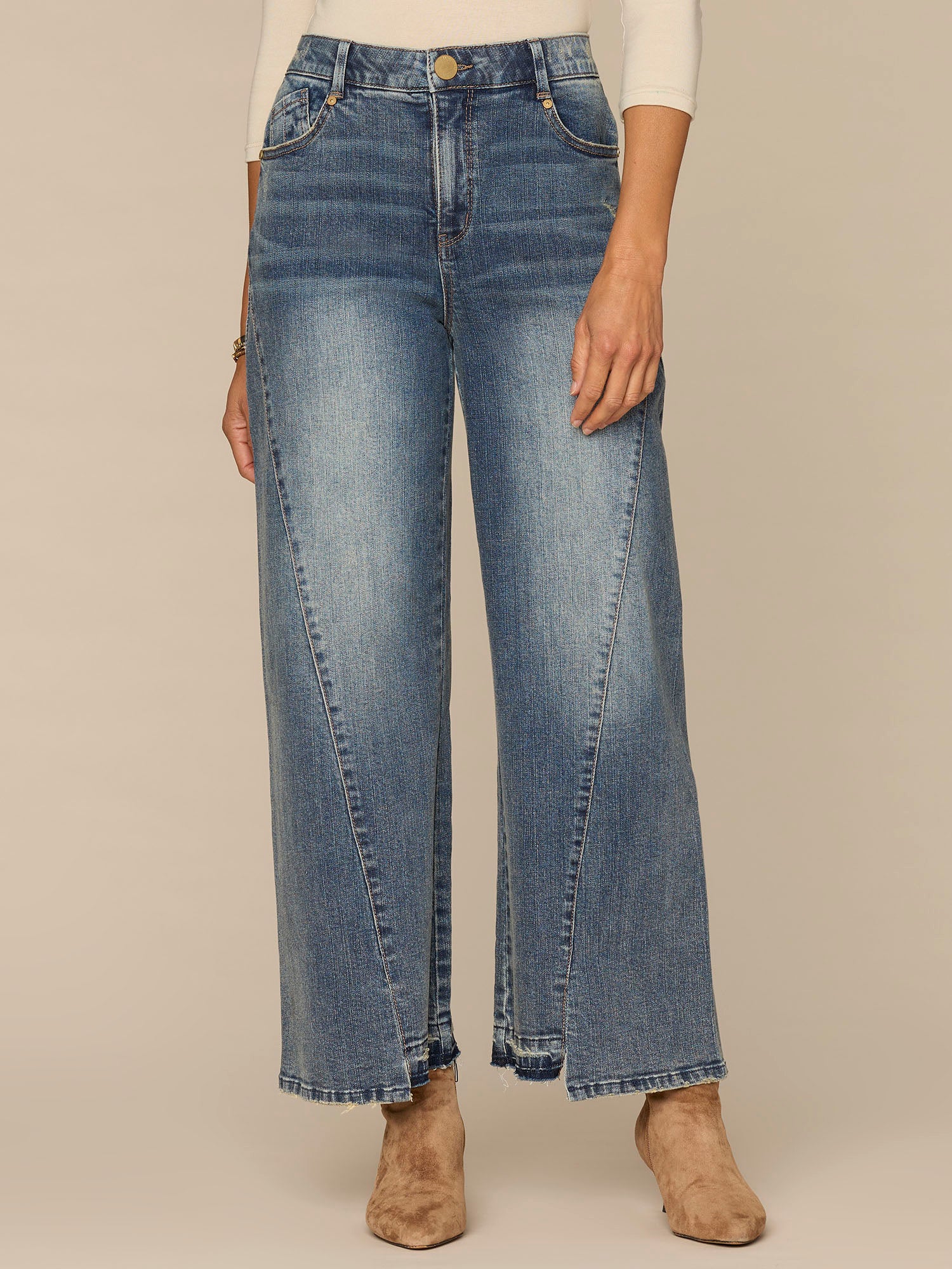 Absolution® Skyrise Uneven Release Step Hem Wide Leg Jeans