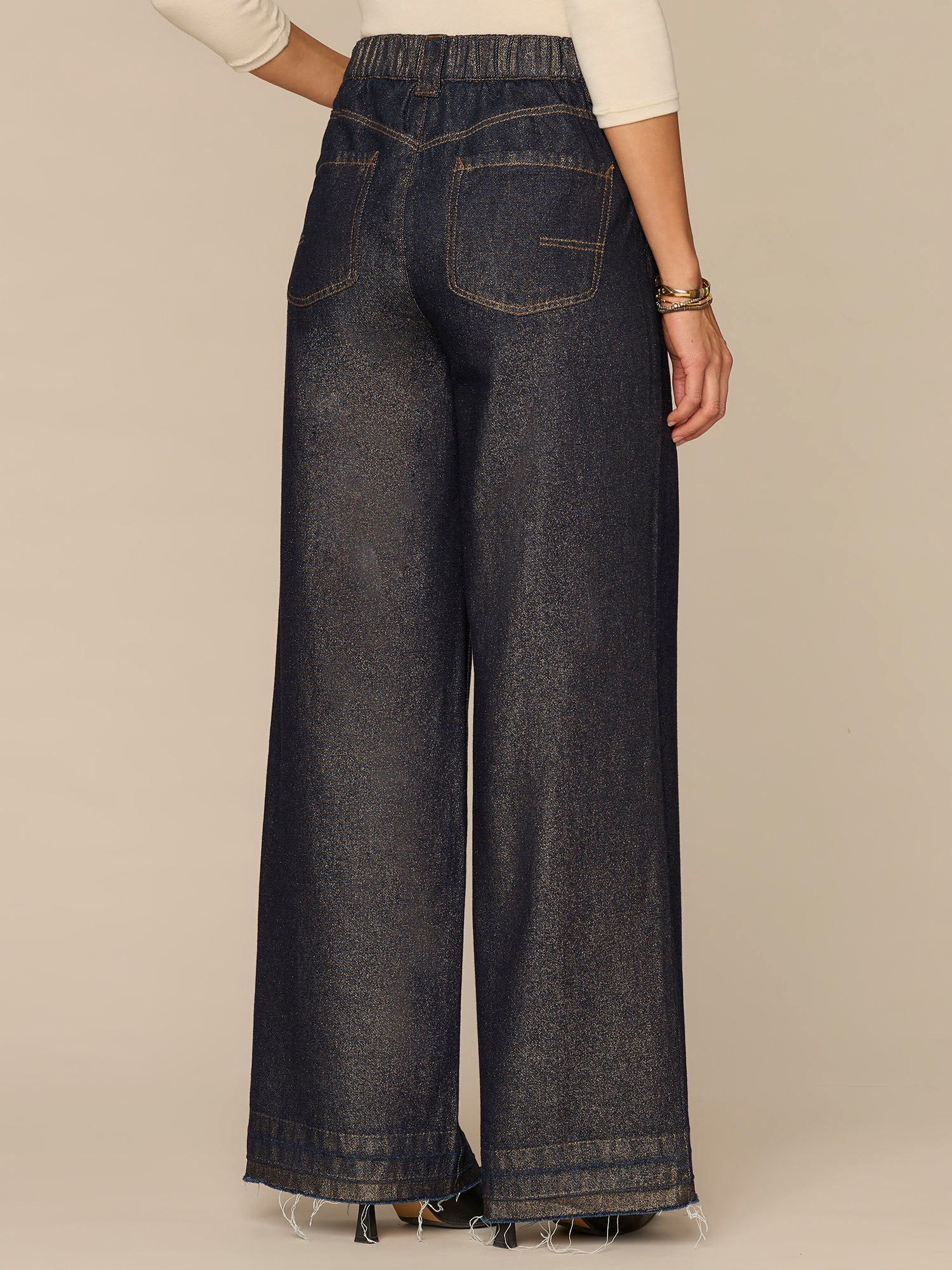 Skyrise Cinched Drawstring Waist Wide Leg Pants with Release Hem - Image 5