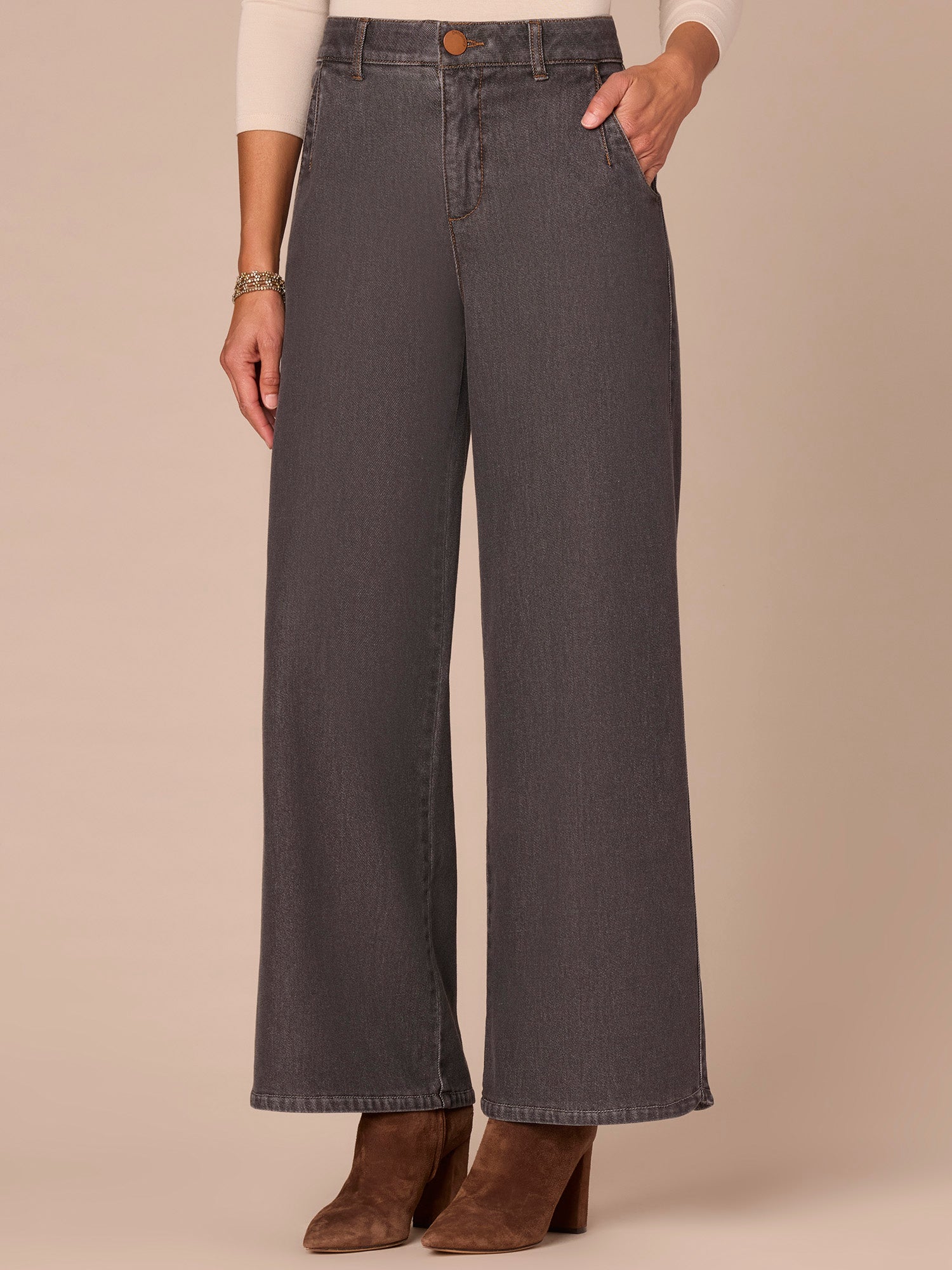 Absolution® Skyrise Tulip Hem Wide Leg Jeans with Curved Pockets - Image 2