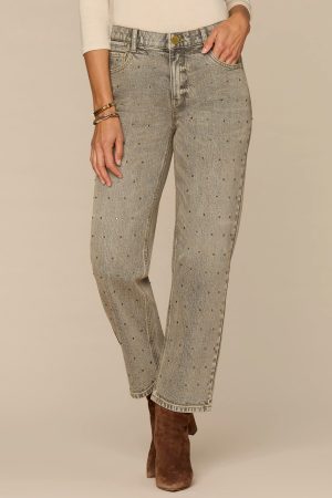 Absolution® High Rise Round Up Boyfriend Jeans with Rhinestones