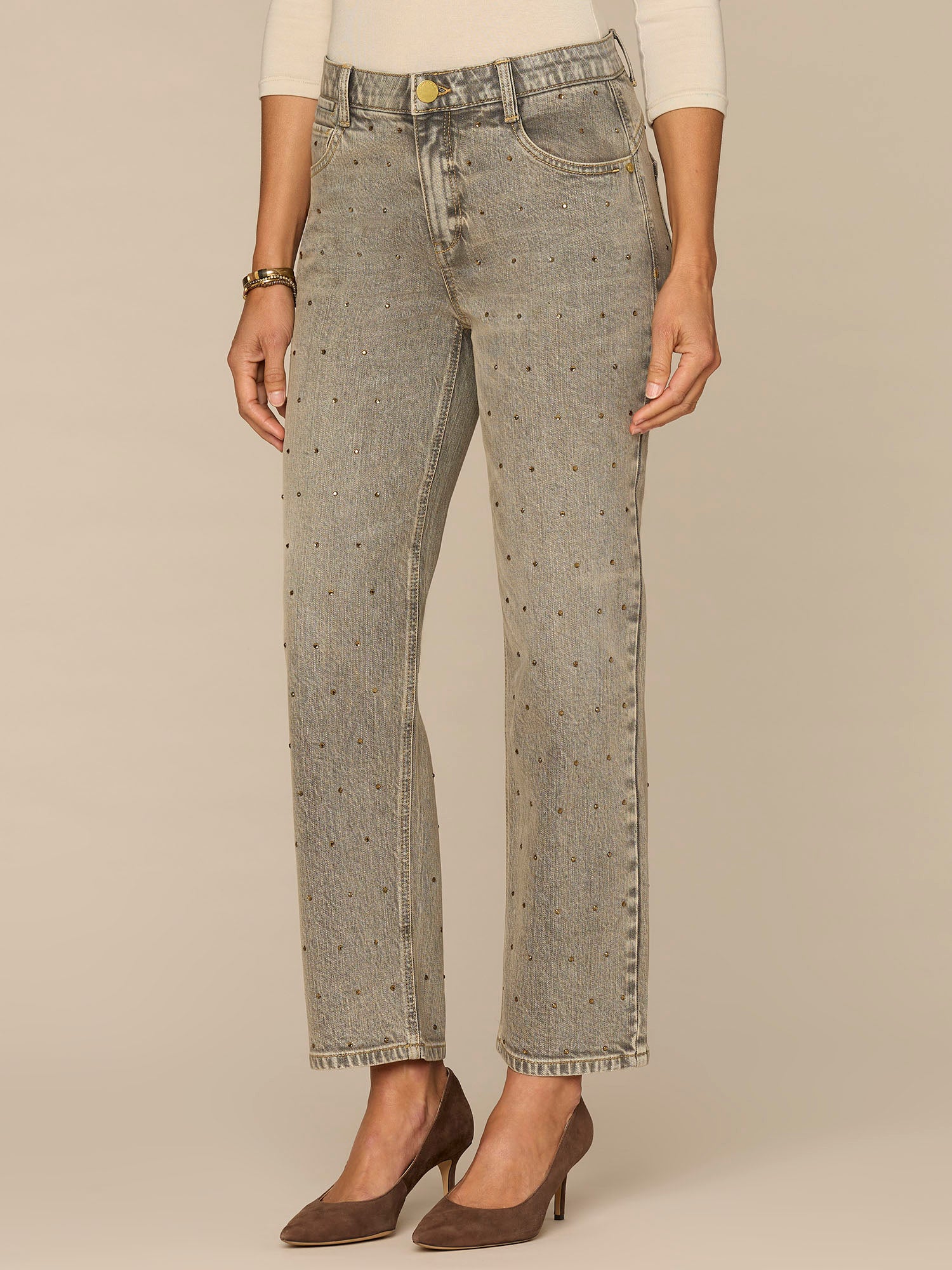 Absolution® High Rise Round Up Boyfriend Jeans with Rhinestones - Image 2