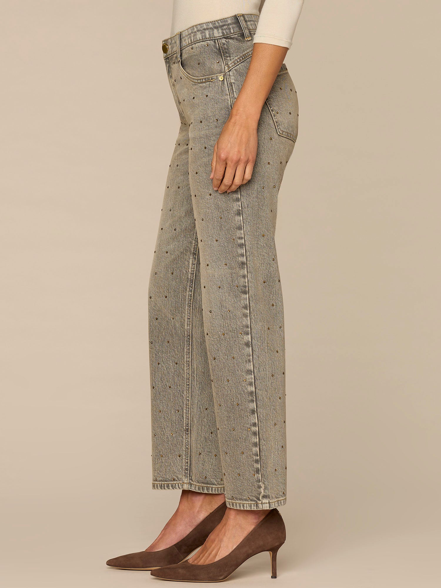 Absolution® High Rise Round Up Boyfriend Jeans with Rhinestones - Image 3