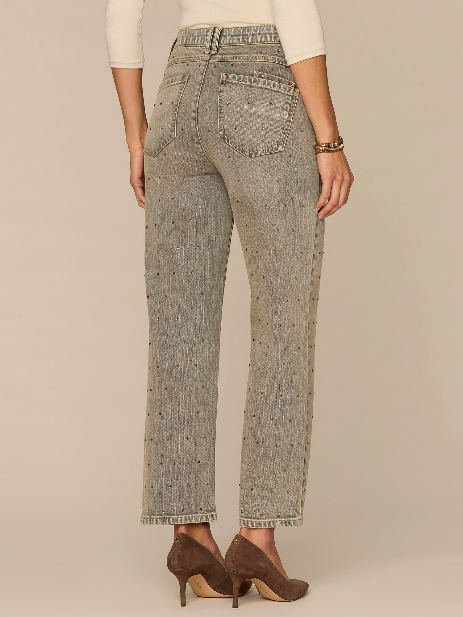 Absolution® High Rise Round Up Boyfriend Jeans with Rhinestones - Image 4