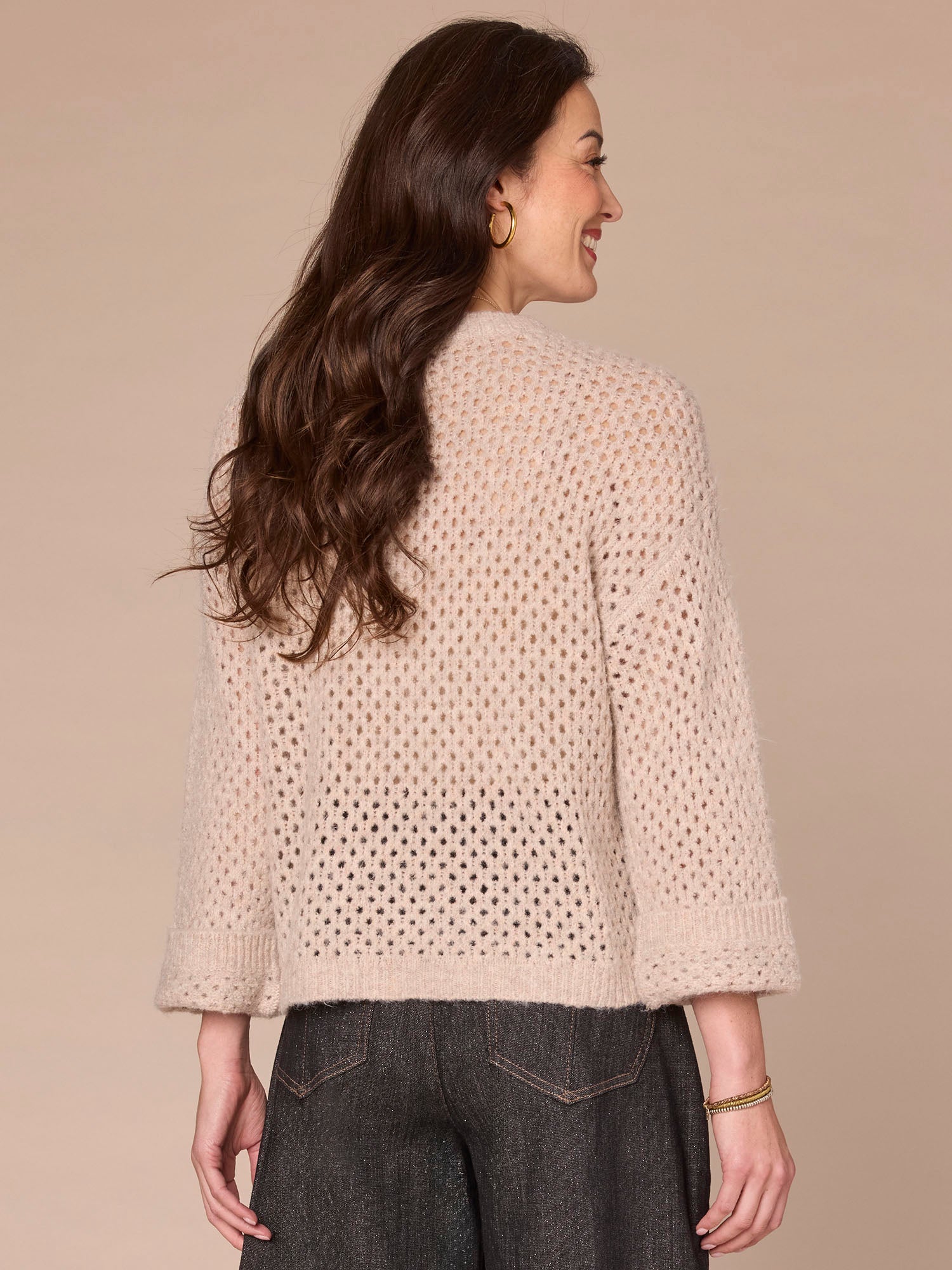 Long Sleeve Round Neck Sweater with Floral Embroidery - Image 3