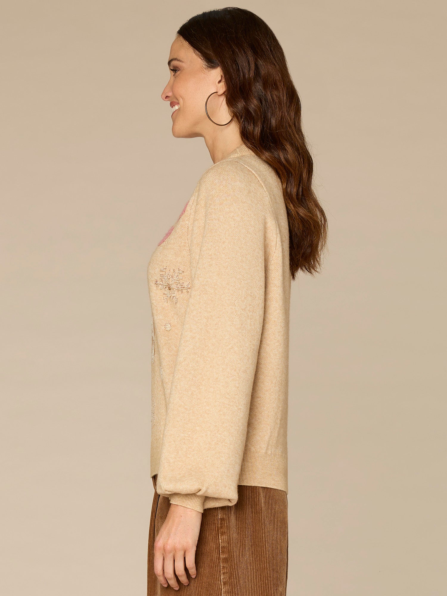 Long Sleeve High Round Neck Placement Holiday Dog Jacquard Sweater - Image 4