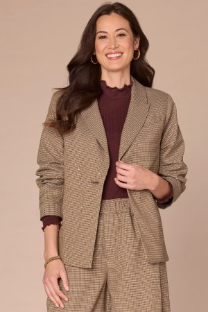 Ruched Sleeve Single Button Woven Blazer with Princess Seaming Pockets
